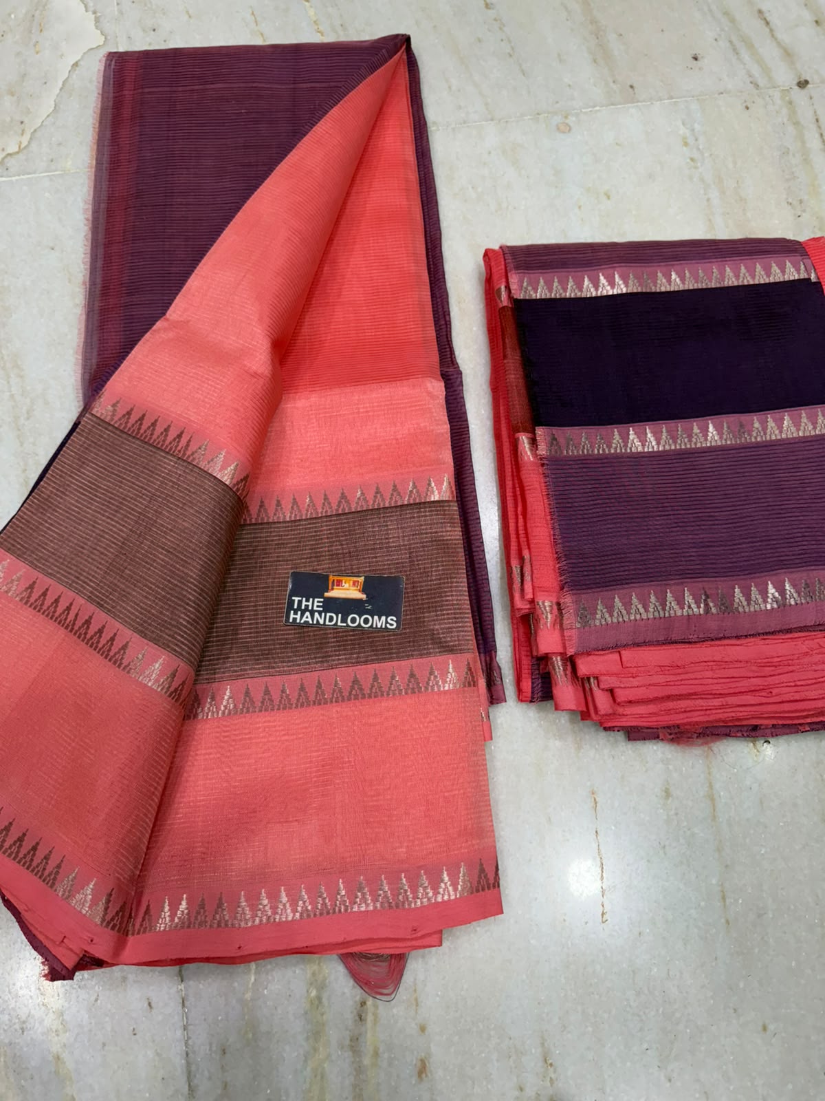 Mangalagiri Pure Handloom Pattu Cotton Saree With Silver Zari Dual Border